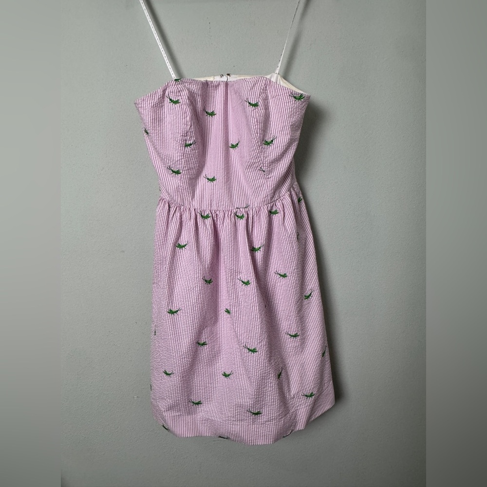 Lilly‎ Pulitzer Seersucker Lottie Dress in Party Hopper Embroidery Twee Size 10 - Picture 2 of 14